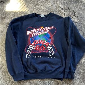 Port and Company Navy Graphic 'World's Largest Truckstop' Crewneck